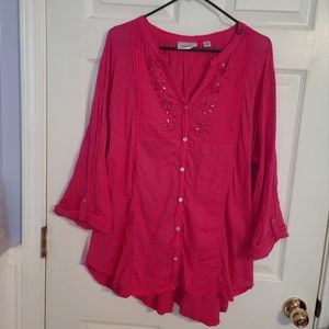 Avenue Magenta Lightweight Sparkly Top